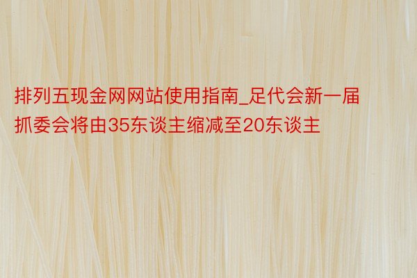 排列五现金网网站使用指南_足代会新一届抓委会将由35东谈主缩减至20东谈主
